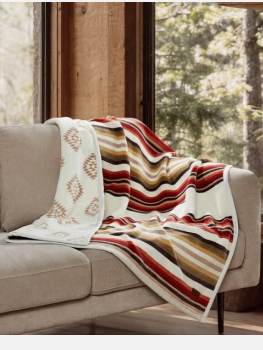 (6) Pendleton Reversible Plush Throws (woodland Stripe)